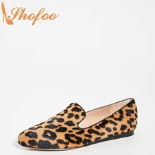 Коричневые водонепроницаемые мокасины на плоской подошве с леопардовым принтом; женская обувь из флока с круглым носком Женская Осенняя модная повседневная обувь без шнуровки; большие размеры 13, 15
