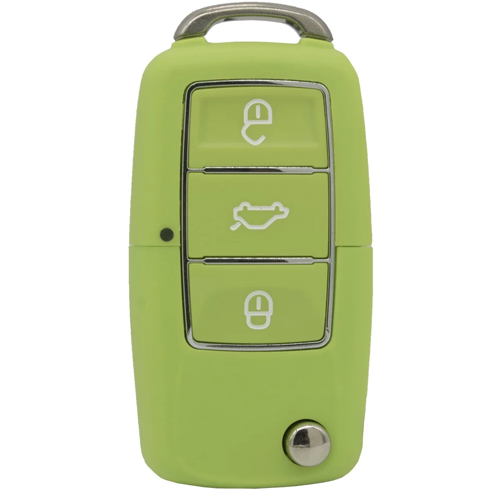 WhatsKey Автомобильный ключ оболочки для Volkswagen для Vw для сиденья для Skoda Jetta Golf Passat Beetle Polo Bora 3 кнопки Замена Флип ключ - Цвет: Green