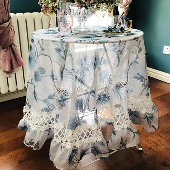 

Lace Fabric Rectangular Net Red round Tea Table Tablecloth Computer TV Cabinet Cover Towel Cloth Table Cotton and Linen
