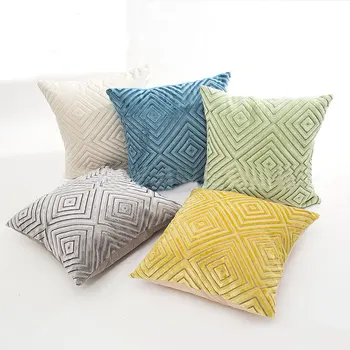 

45*45cm Geometric Velvet Cushion Cover Pillowcase Flocking Pillow Case Home Decor Sofa hrow Pillows Room Pillow Cover Decorative