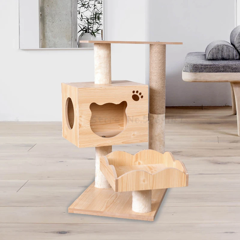 Furniture Board Cat Climbing Frame Wood Cat Scratch Board Cat Litter Cat Jumping Cat Toy Cats Products for Pets - Цвет: Красный