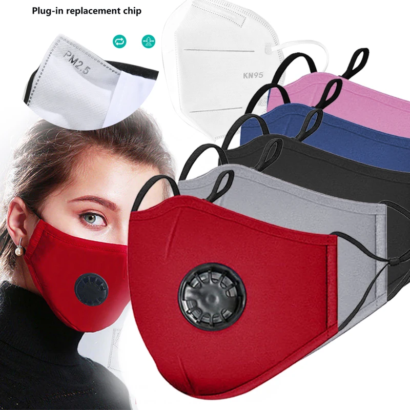 

5 Layers Mouth Mask Anti-dust Mask Reusable Mask with Breathing Valve Cotton Masks Washable Mouth Face Masks Filter Pad In Stock