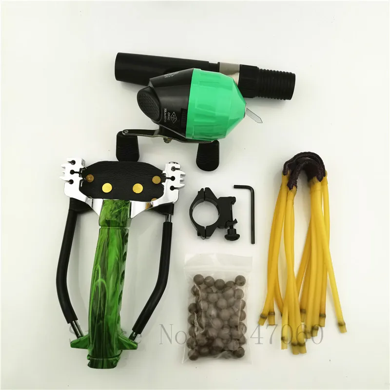 Green Set A Мощная Рогатка на рыбалку охоту комплект Pro рыбы съемки стрелка Рогатка на открытом воздухе запуска или на открытом воздухе, для рыбалки, охоты точное - Цвет: Green Set A