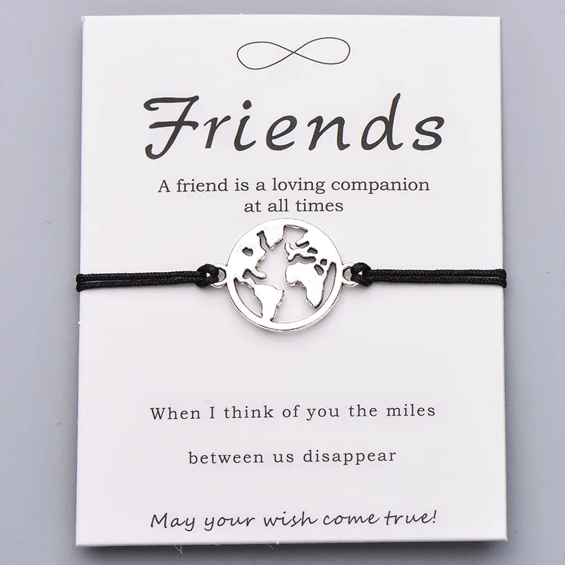 Pipitree модный браслет дружбы, красная нить на удачу, Карта мира, браслеты для женщин, мужчин, друзей, ювелирный подарок, регулируемый