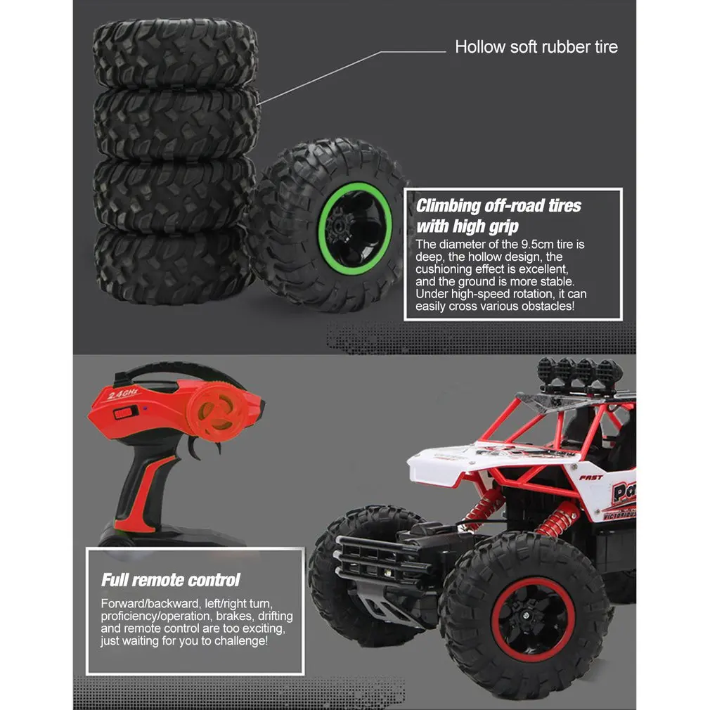 4WD высокоскоростной Сплав беспроводной пульт дистанционного управления автомобиль электрический внедорожный прочный альпинистский Автомобиль 2,4 ГГц беспроводной дрейф грузовик