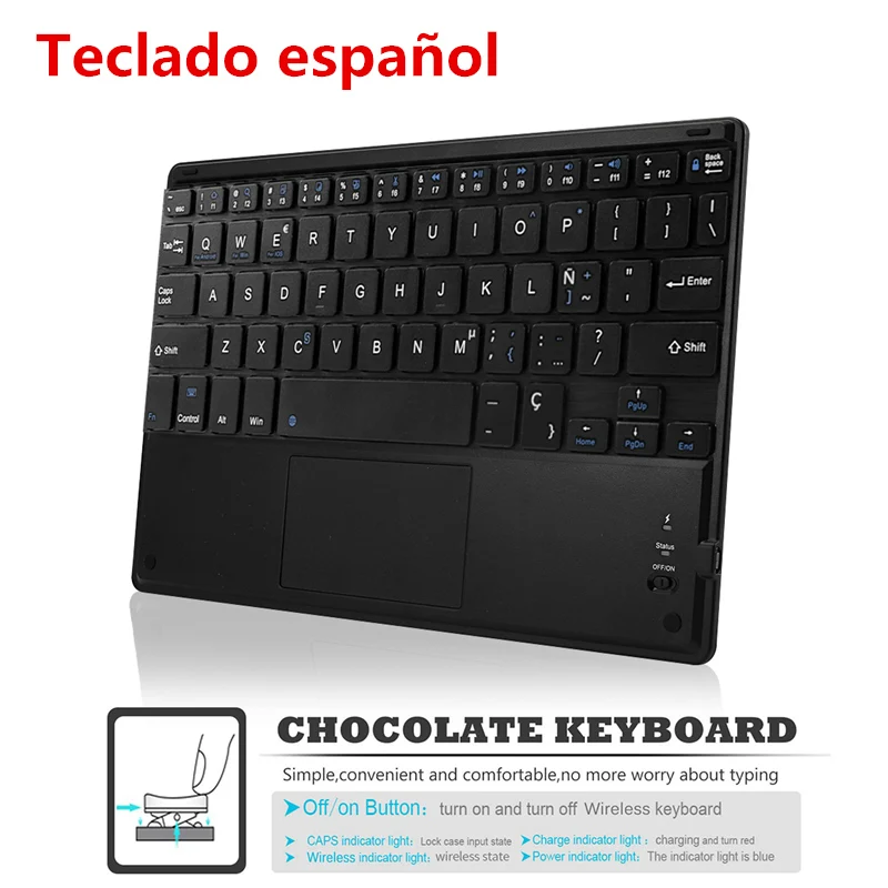 Bluetooth клавиатура для iPad 7-го поколения 10,2 дюймов чехол для планшета Магнитная Съемная клавиатура из искусственной кожи флип-чехол с подставкой