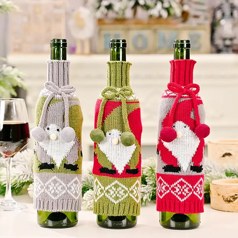 Christmas Sweater Wine Bottle Cover bag Christmas Decorations Gift New Year 2022