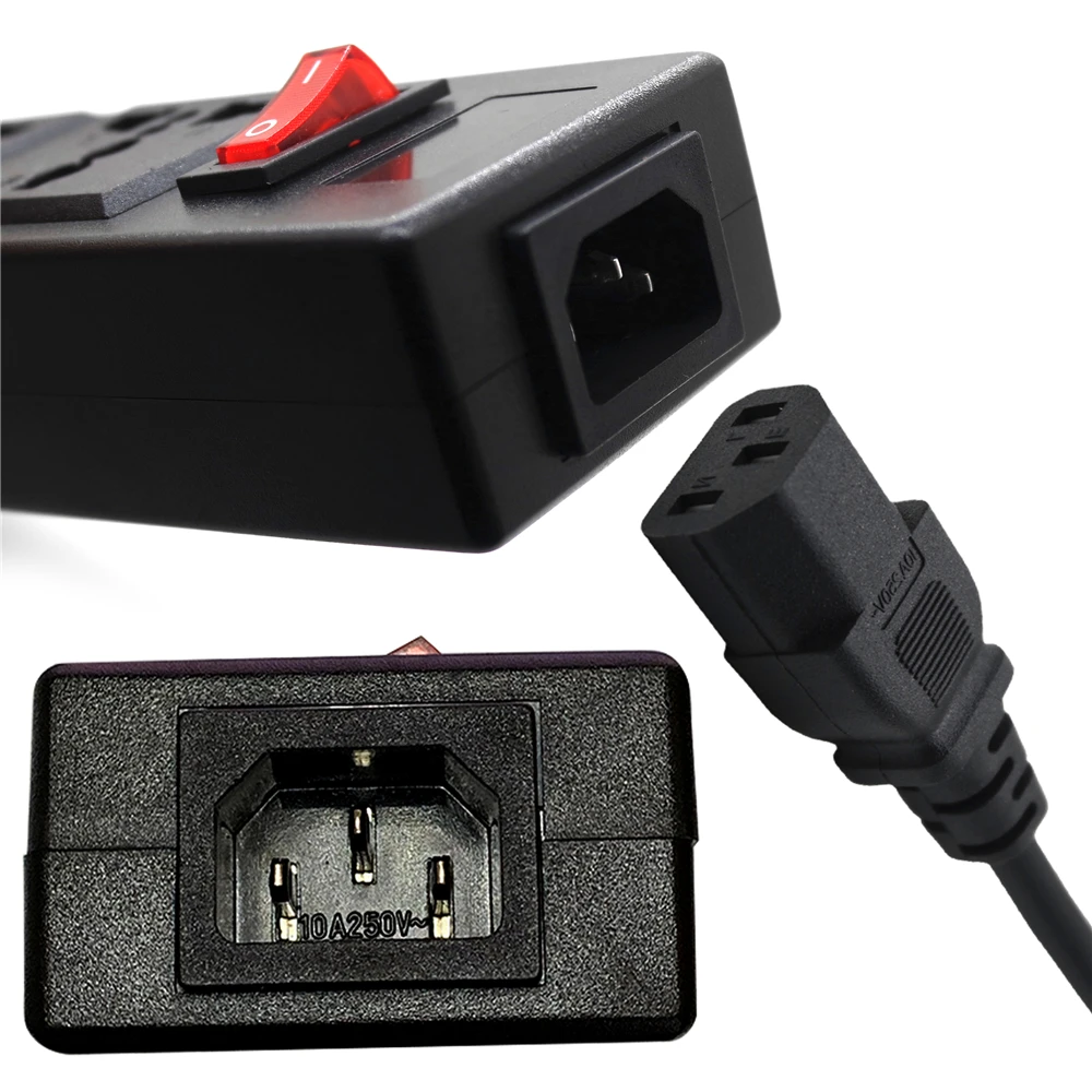 pdu iec power strip unidade de saída universal tomada rede gabinete rack switch porta pendurado soquete extensor