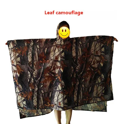 Leaf Camo Многофункциональный водонепроницаемый дождевик непромокаемая одежда походный плащ с капюшоном куртка рюкзак с защитой от дождя Пляжный Тент коврик для кемпинга пикника - Цвет: Leaf Camo