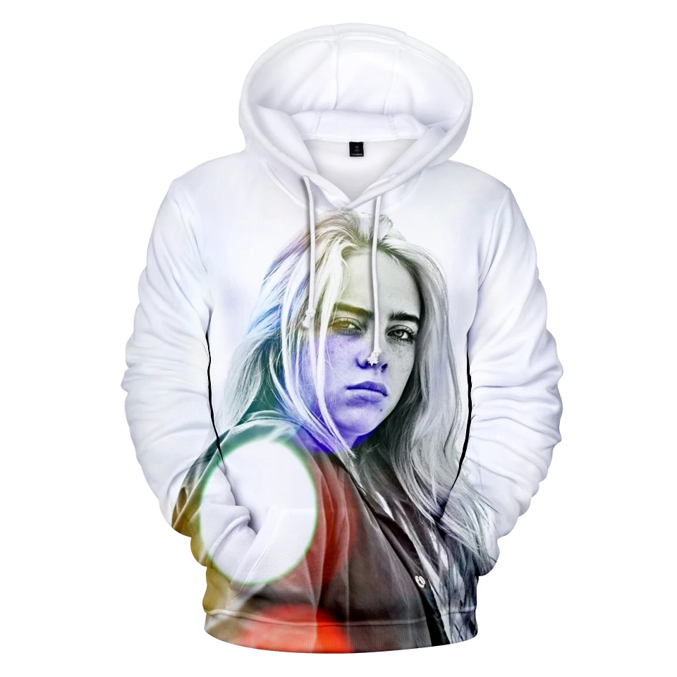 Billie Eilish, Толстовка для мужчин и женщин, толстовки с 3D принтом, толстовки осень/зима, теплые пуловеры, модная уличная одежда, 3D толстовки