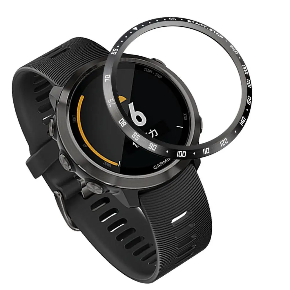 Ободок для часов, кольцевая рамка для Garmin Forerunner 645, музыкальный ободок, Стильный чехол, защитная оболочка из нержавеющей стали для 645 - Цвет: Black white