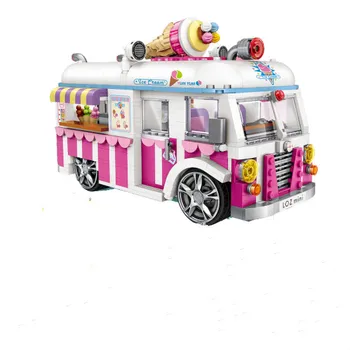 

LOZ1112 1244Pcs Mini Blocks Vehicle Car Model Building Blocks Brick City Ice Cream Van Set education toys Christmas gift