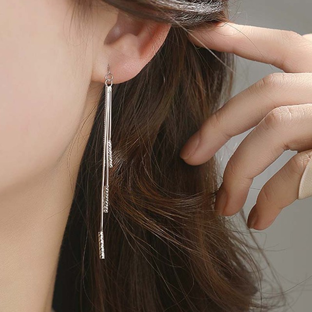 Silver Color Moon Crystal Stud Earrings For Women Girls Korea Sweet Long Earrings Female Elegant Pendientes Jewelry Gift
