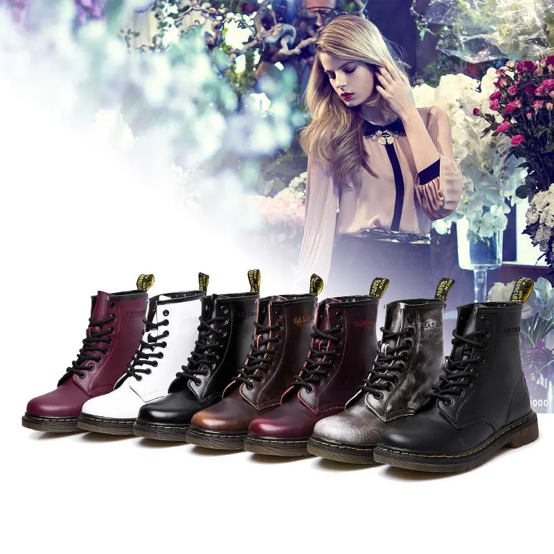 

Boots Women Genuine Leather Ankle Women Boots New Fashion Casual Dr. Motorcycle Shoes Warm Fur Winter Boots Couple Shoes Zapatos