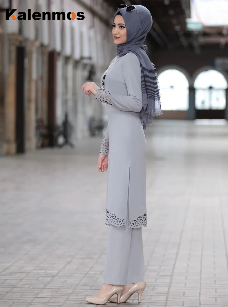 Plus Size 3xl Muslim 2Pecs Tops Pants Sets Women Ramadan Eid Turkey Abaya Party Dress Africa Kaftan Islamic Pakistan Dubai Ropa