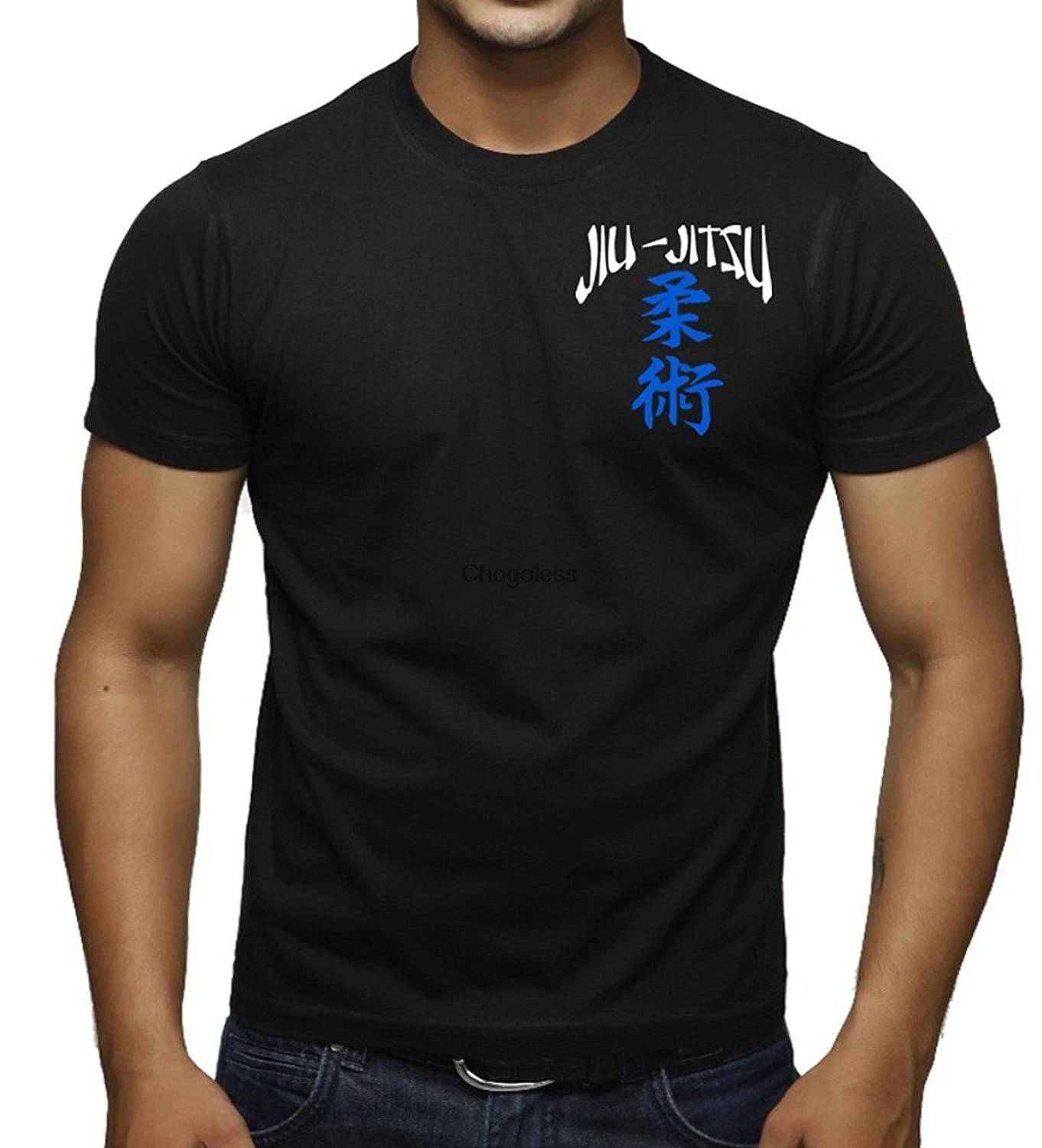 Interstate Apparel Inc Мужская черная футболка Jiu Jitsu с японскими персонажами |