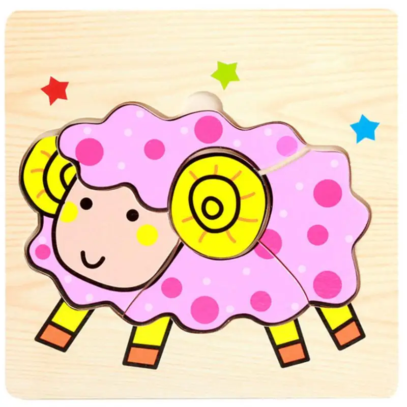 Sheep Деревянная настольная игра-головоломка в виде животных, детские развивающие игрушки для детей 1, 3, 6 лет - Цвет: Sheep