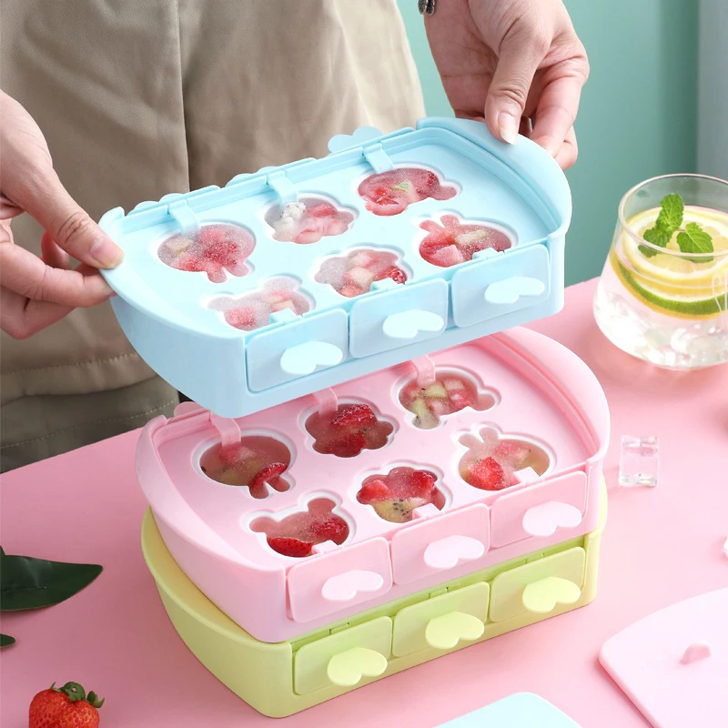 Diy Silicone Popsicle Mold Cartoon Ice Cube Maker Reusable Bpa-Free Ice Pop Ice Cream Mold With Lids And Sticks Outils Desserts - Image 3
