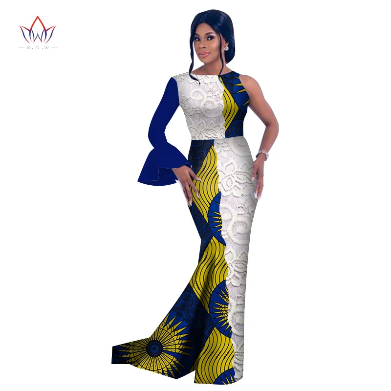 Африканский стиль модные африканские платья для женщин Vestidos кружевные pathwork Dashiki вечерние платья с круглым вырезом WY2630 - Цвет: 14