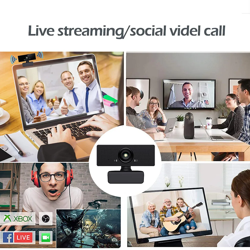 1080P Full HD Webcam USB Web Camera Wide Angle Support H264 with Mic Gaming Online Remote Video Call Cameras PC Laptop Webcam