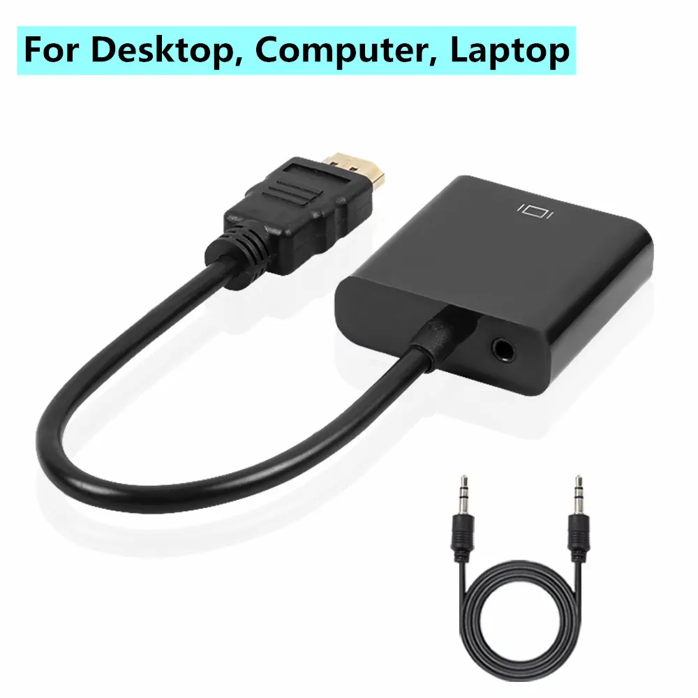 ONLY audio IMice HDMI в VGA адаптер Male в Famale конвертер адаптер 1080P цифро-аналоговый видео аудио с Aux кабель питания для ПК - Цвет: ONLY audio