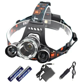 

10000LM 1T6+2XPE Led Headlamp Headlight Waterproof 4 Modes Head Lamp Light Torch Frontal Flashlight with 18650 Battery+Charger