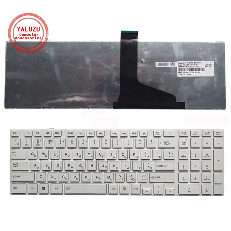 Русская клавиатура YALUZU для ноутбука TOSHIBA MP-11B56SU-5281 0KN0-ZW3RU23 NSK-TVBSU 9Z.N7USU.B0R series RU белая