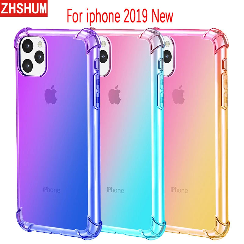 

Hybrid Armor Case for Iphone 11 Pro Max Transparent Gradient Soft Silicone Bumper 360 Full Cover for Apple Iphone 11 Pro Fundas