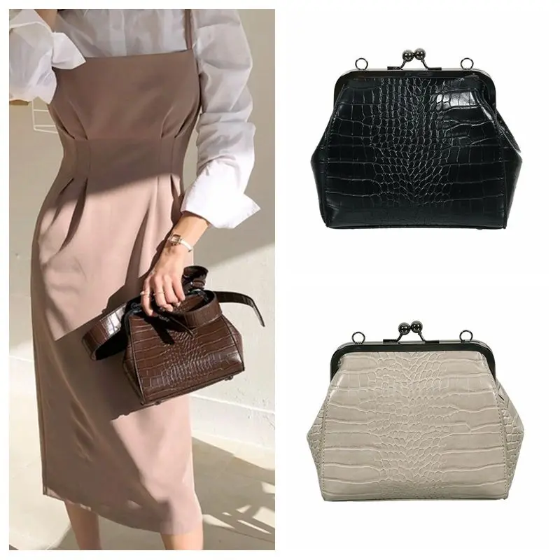 

Fashion Alligator Clip Crossbody Bag For Women Wide Strap Shoulder Bags Casual Crocodile Pattern Pu Leather Female Messenger Bag