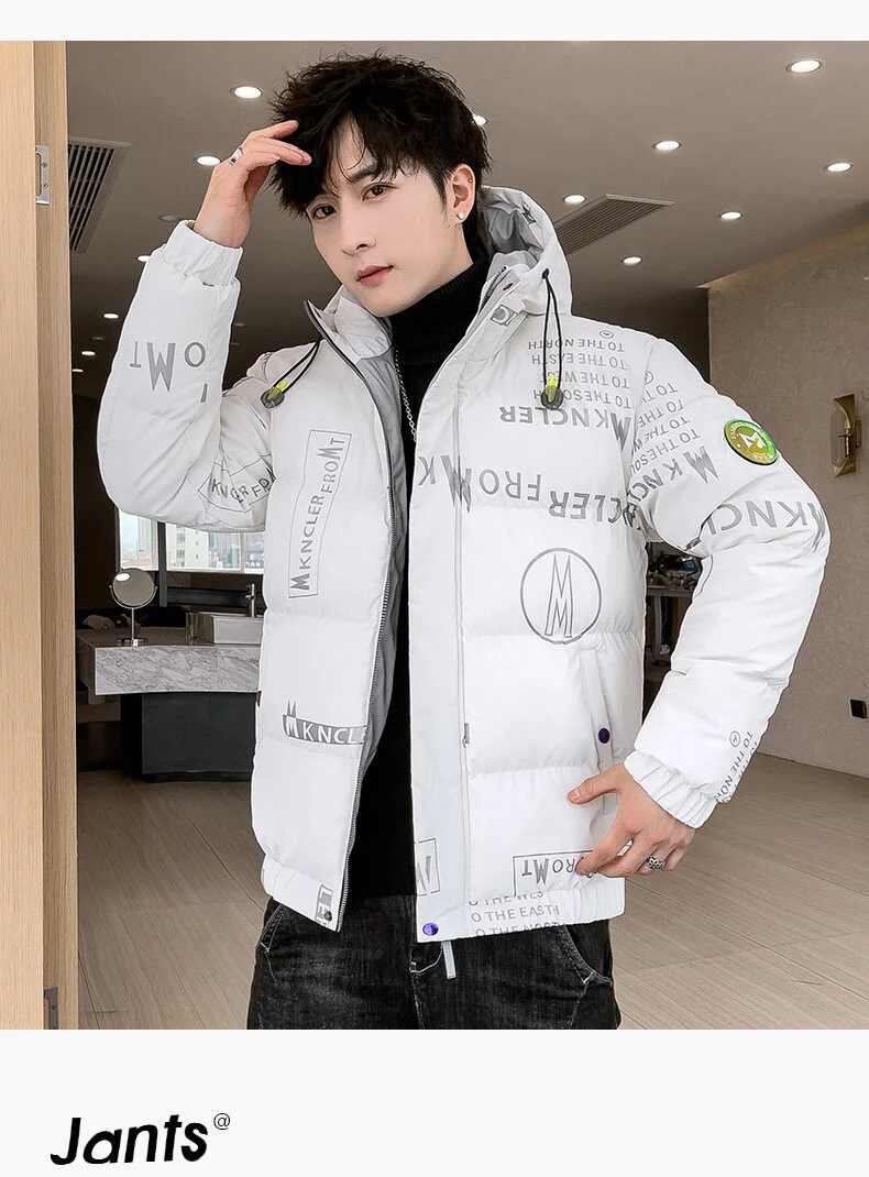 Men Winter Warm Jacket Hooded Parkas 2021Street Fashion Printing Men Cotton Padded Coat Hip Hop Parka M-5XL Chaqueta De Hombre mens parka jacket with fur hood