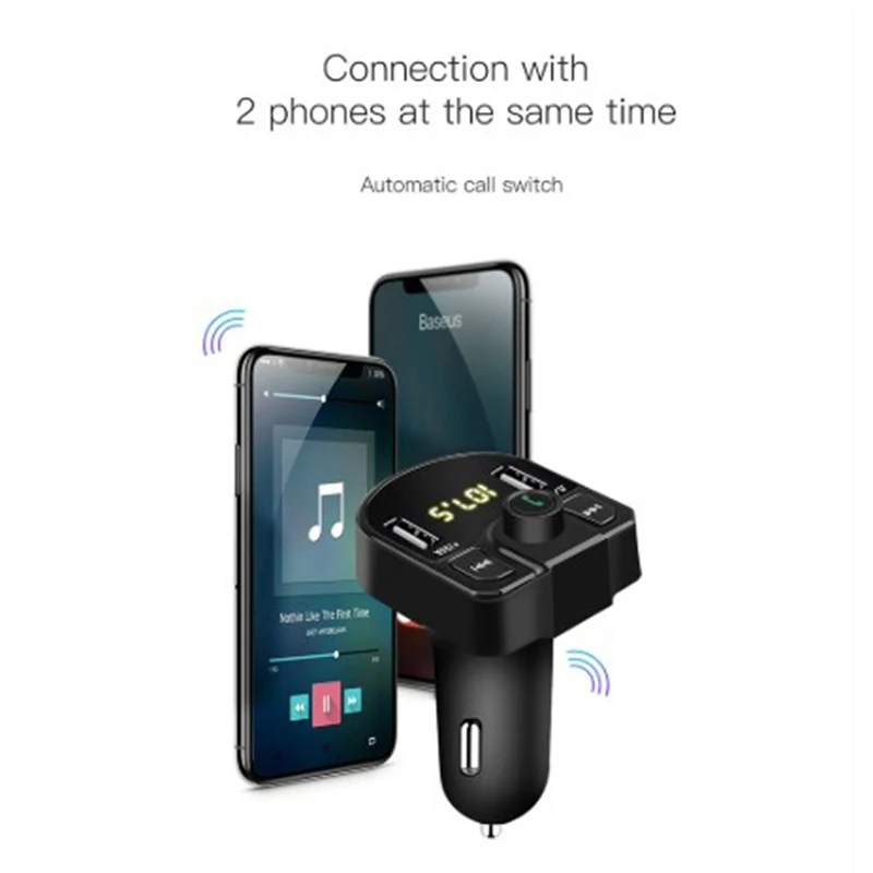 Bluetooth Dual USB Автомобильное зарядное устройство 2 порта USB fm-передатчик телефон MP3 музыкальный плеер