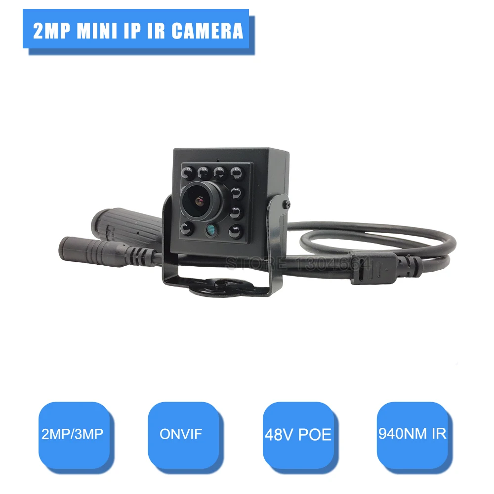 Hot Products! 2MP 3MP IP Camera 48V POE Night Vision Mini IP Camera ONVIF P2P Security Network Mini Camera small Surveillance video Camera