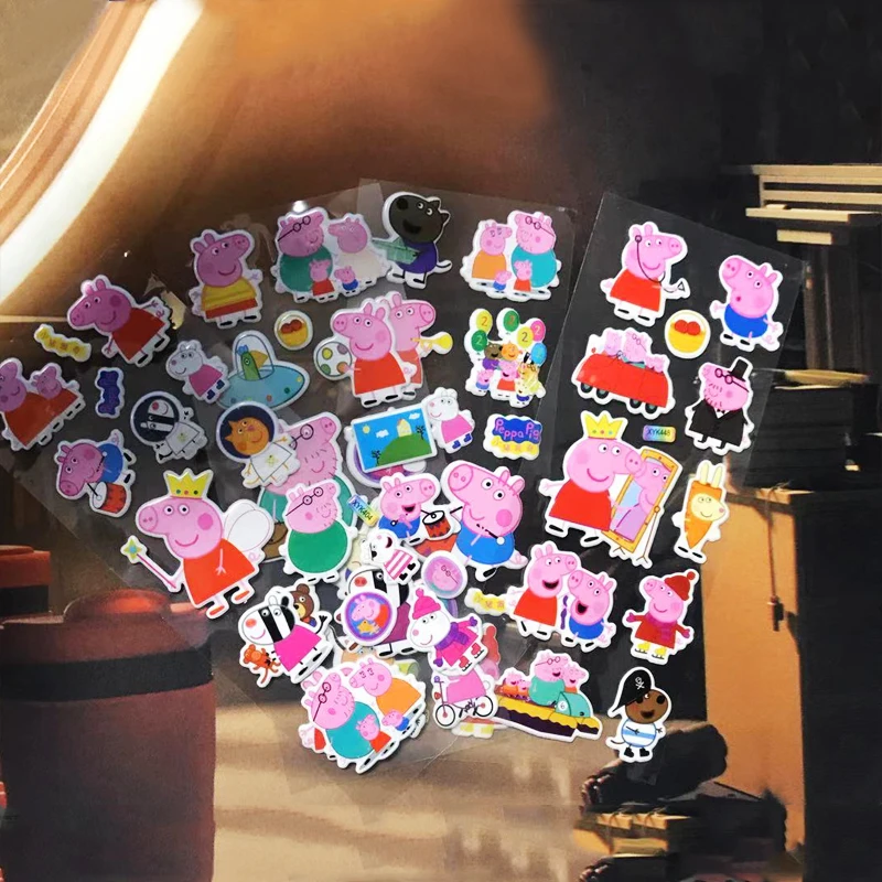 

5pcs/10Pcs/set Peppa Pig Puffy Bubble Stickers Cartoon Toys Set George Family and Friends Waterpoof Kids Children Toys Gifts