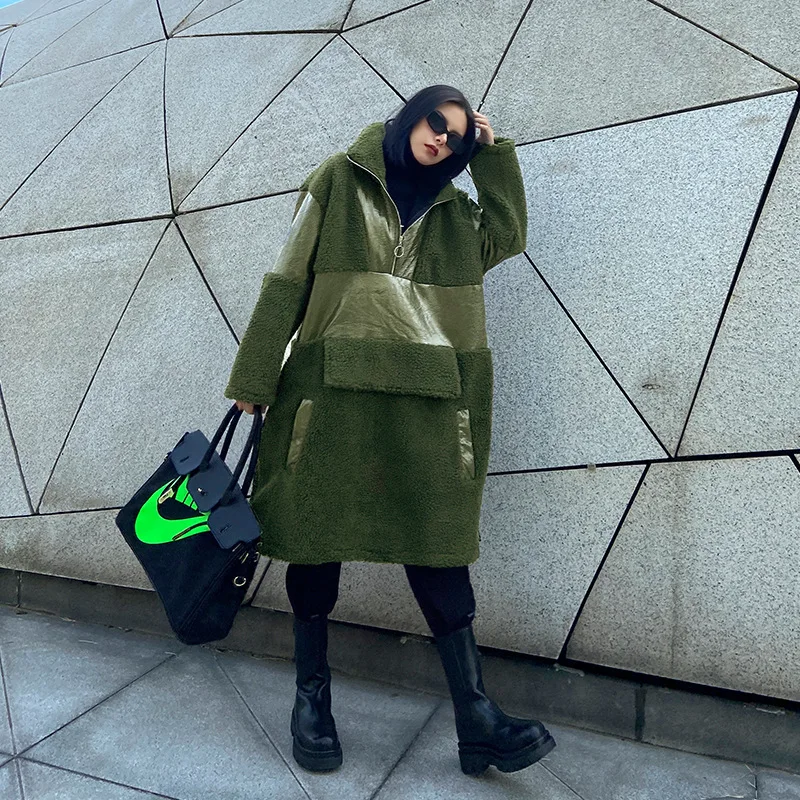 Vefadisa Army Green Cashmere Sweatshirt Dress