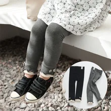 Леггинсы для девочек, весенне-осенние штаны из чистого хлопка, не скатывающиеся, с открытыми плечами, супер эластичные, стильные, с оборками