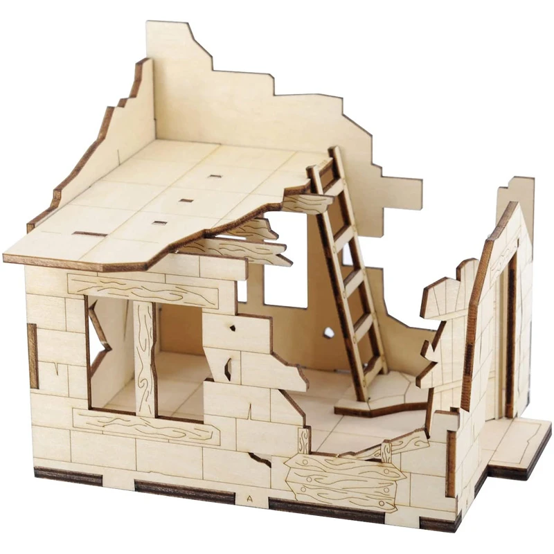 Dnd台無しにされた家木製2レベル破壊された建物中世のファンタジー村地形散布 Party Games Aliexpress