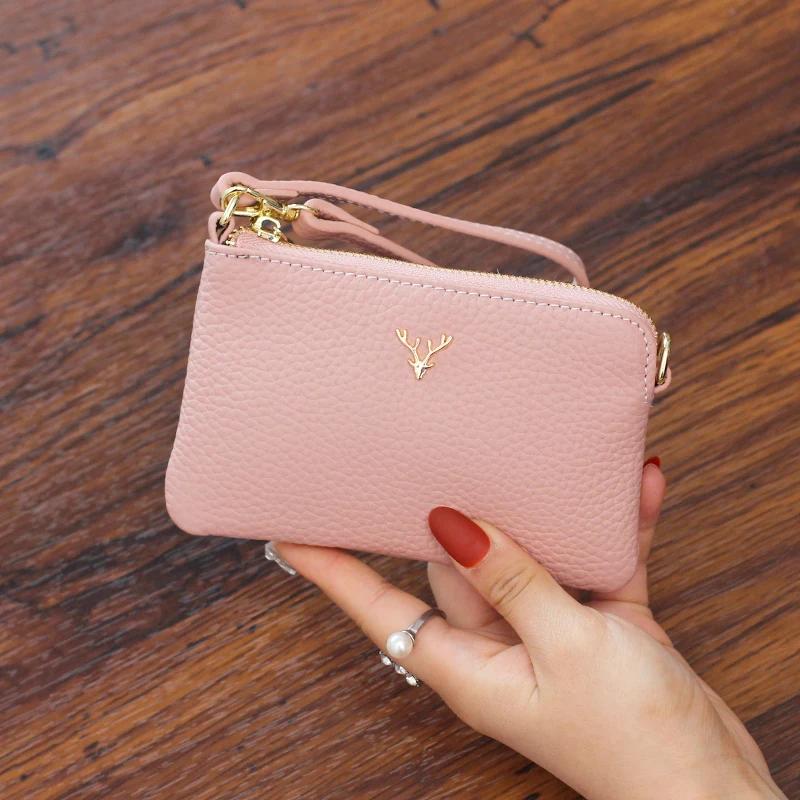 Genuine Leather Women Wallets and Coin Purses 2023 Fashion Zipper Credit Card Holder Wallet Short Ladies Designer Change Purse