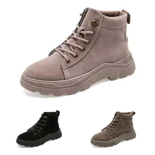 Женские модные ботинки; новые зимние полусапоги в британском стиле; бархатная хлопковая обувь; зимние ботинки; высокая обувь