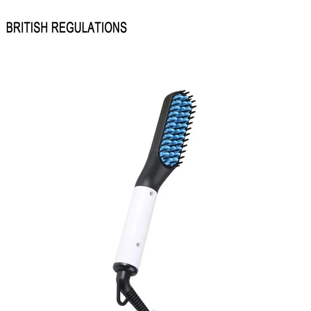 white UK plug Электрический выпрямитель для бороды и волос для мужчин, щипцы для завивки волос, выпрямитель для выпрямления, тепловая щетка с боковыми волосами - Цвет: white UK plug