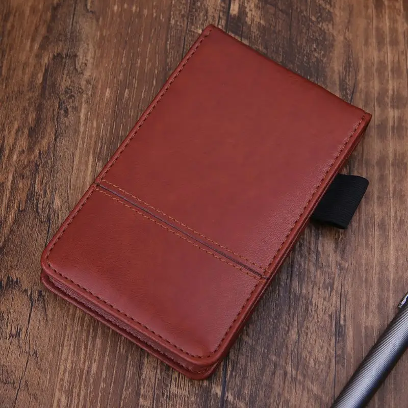 Pocket A7 Notebook Leather Cover Notepad Memo Diary Planner with Calculator Business Work Office Supplies