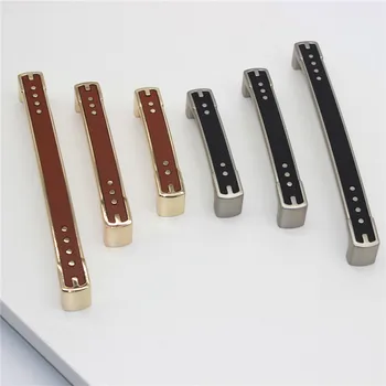 

KK&FING European Luxury Paste Leather Cabinet Door Knobs and Handles Zinc Alloy Kitchen Cupboard Door Pulls Furniture Hardware