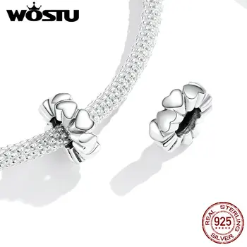 

WOSTU 925 Sterling Silver Charm&Bead Romantic Heart to Heart Full Of Love Shape Charms fit Bracelet Jewelry Making FIC1521
