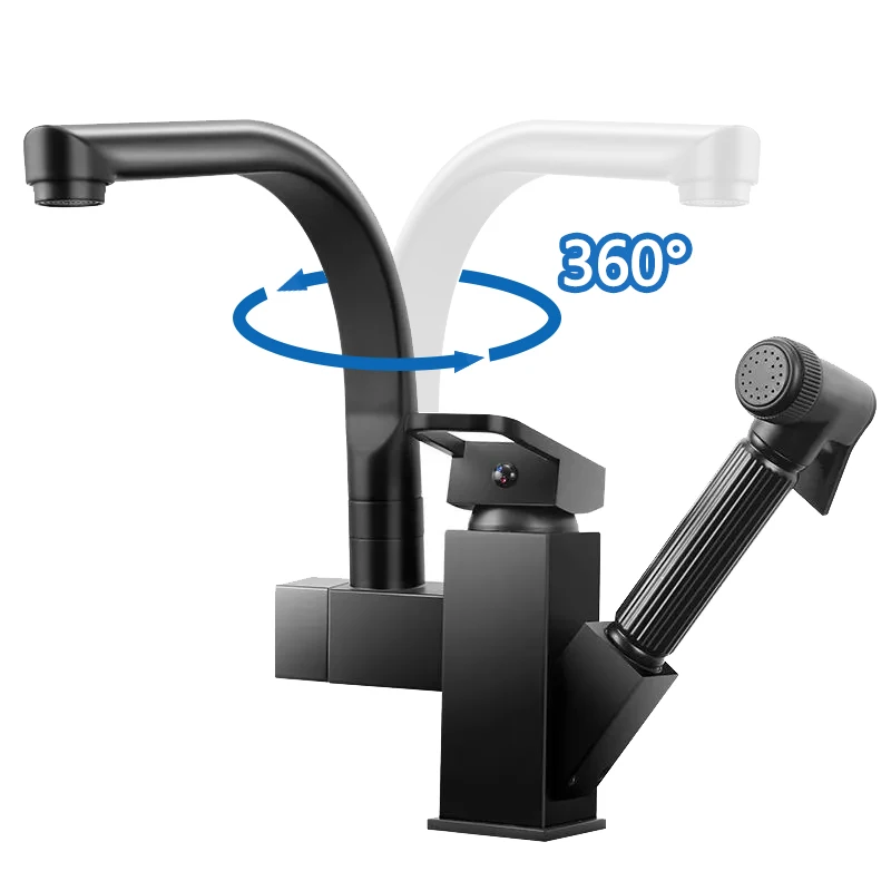 Kitchen Faucet Deck Mounted Mixer Tap 360 Degree Rotation Stream Sprayer Nozzle Kitchen Sink Hot Cold Taps with Spray Gun small kitchen sink