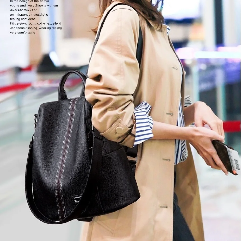 ZOOLER Brand New Genuine Leather Bag Women COW Leather Backpack Elegant Soft School Bag Travel Tote Bags Black Bolsas#YC203