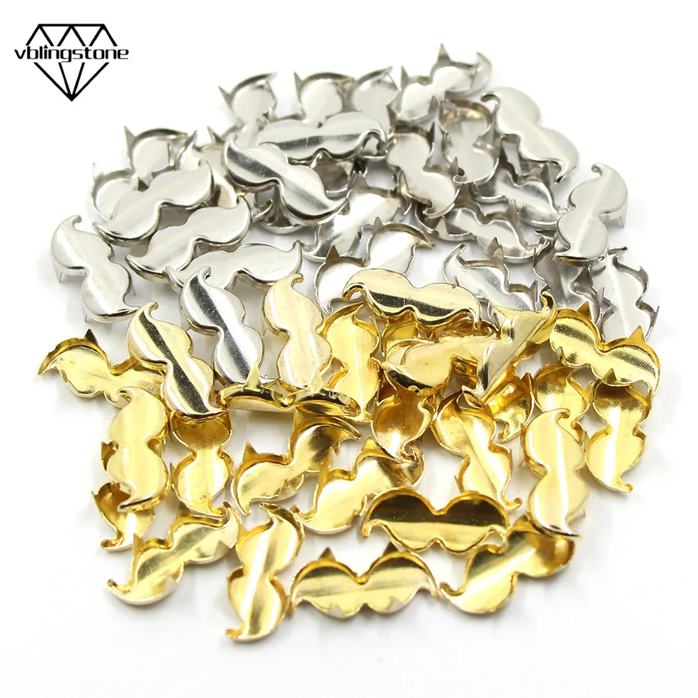100Pcs Gold Sliver Claws Studs Metal Moustache Shape Rivets Nailheads Rivet Crafts DIY For Clothes 18X8mm Spikes Leather | Дом и сад