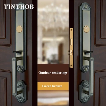 

European Villa Door Lock Green Bronze Double-Open Folio Door Lock Solid Wood Door Luxury Door Lock For 35-50mm Door
