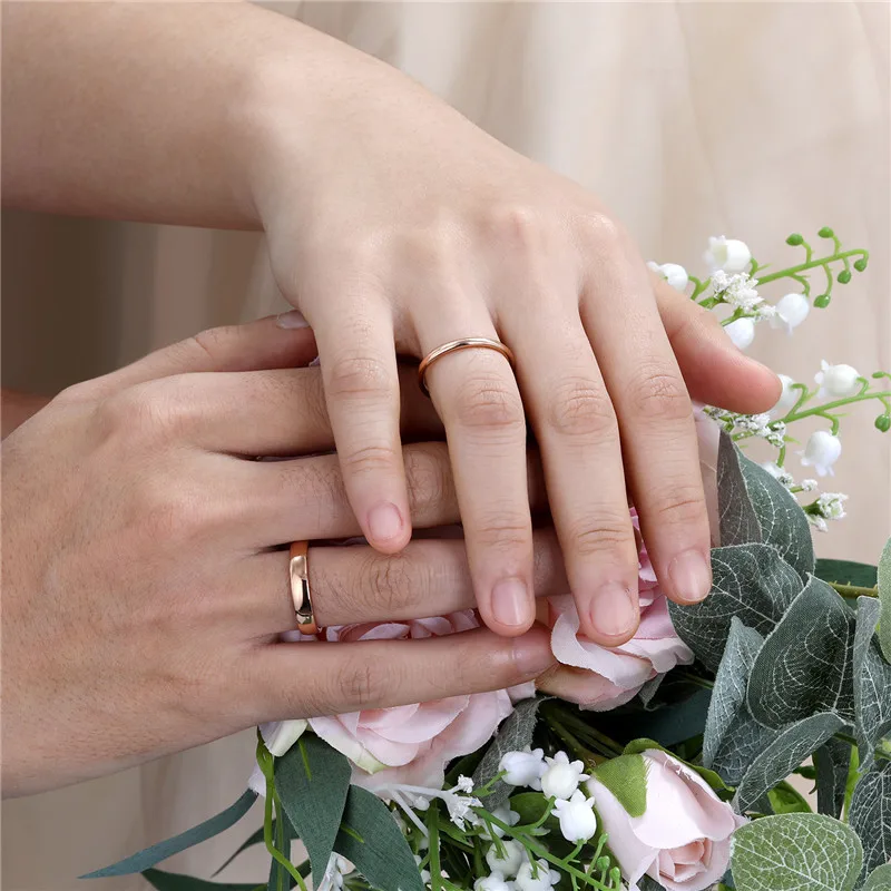 Wedding Rings 2/4/6mm 18K Rose Gold Plated Tungsten Carbide For Women Solid Lover's Engagement