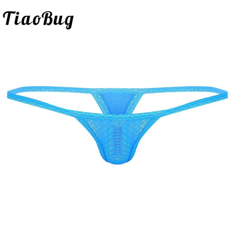 TiaoBug Men Sheer Mesh Lingerie Mini Bikini G-String Thong Low Rise Stretchy Hot Sexy Gay Underwear Tanga Male Sissy Panties | Спорт и