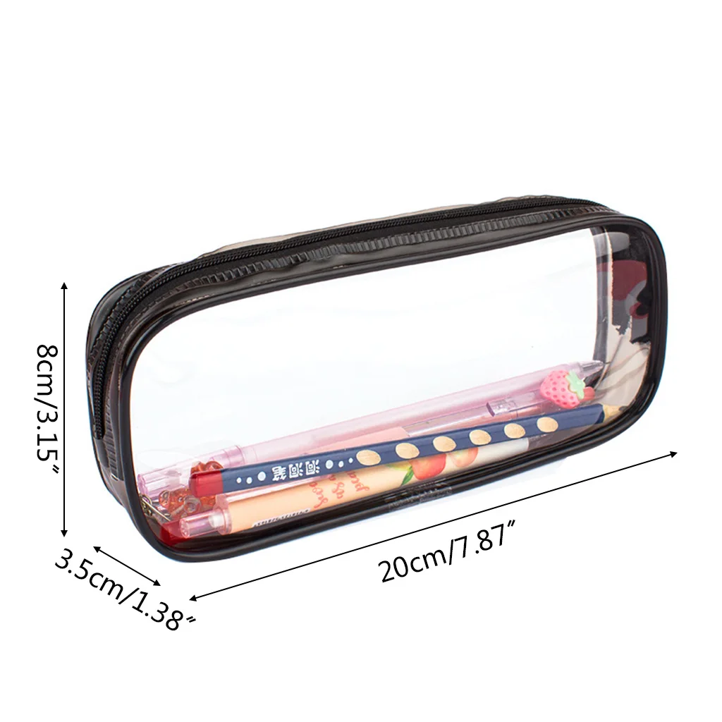 Transparent Zippred Cosmetics Bag Large Wateproof Pencil Case Portable Makeups Organizer Bag Clear Stationery