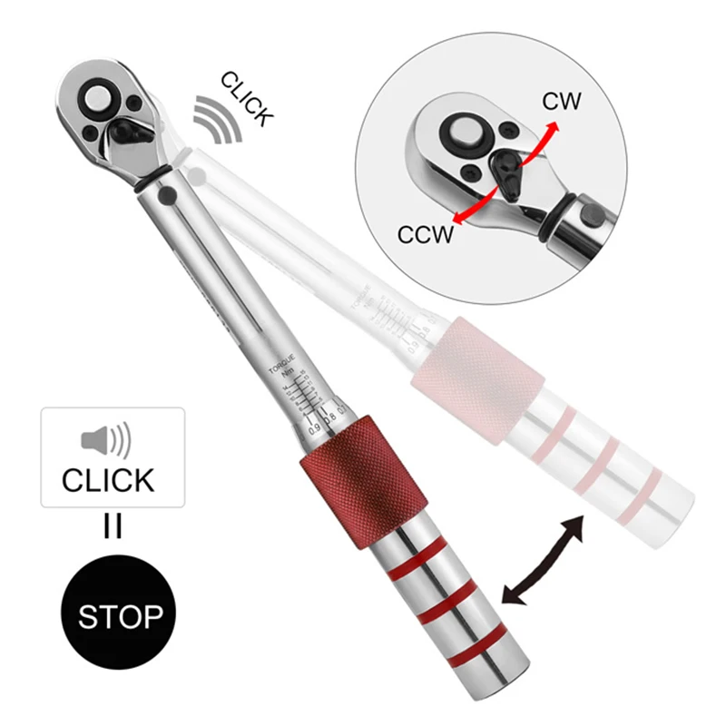 

1/4 Inch Dr 2-15Nm Mini Adjustable Road Carbon Hand Bicycle Bike Tool Kit With Pro Preset Torque Wrench Hex Bit Set